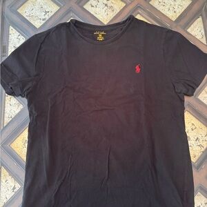 Ralph Lauren Men's Black Tee with Red Logo